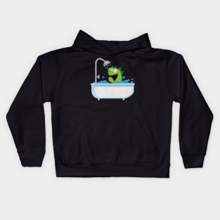 Dinosaur is taking a bath black Kids Hoodie